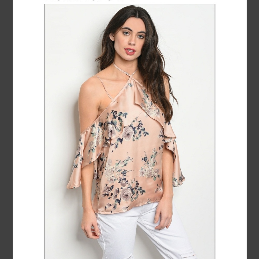 😻😻 S/M/L SILKY STRAPPY FLORAL TOP - Picture 4 of 6